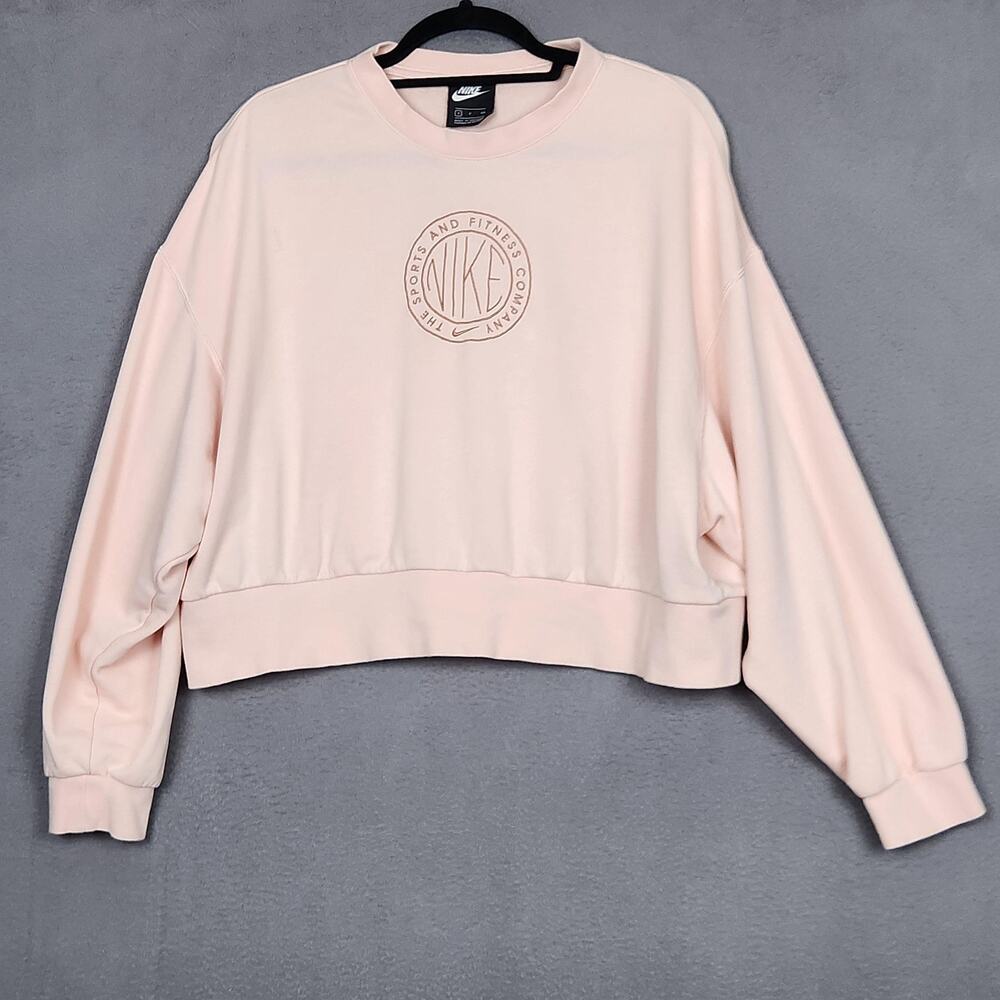 NIKE Sweatshirt Womens Small Crewneck Pullover Cropped Embroidered CZ8558-805